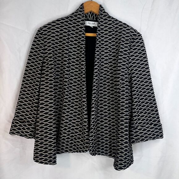 Jones Studio Textured Geometric Pattern Open Front Jacket Cardigan Size XL - Picture 10 of 10